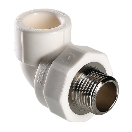 Угольник 32x3/4' НР комбинированный, полипропиленовый, белый