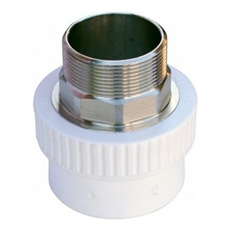 Муфта комбинированная 63x2' НР под ключ полипропиленовая PPR белая