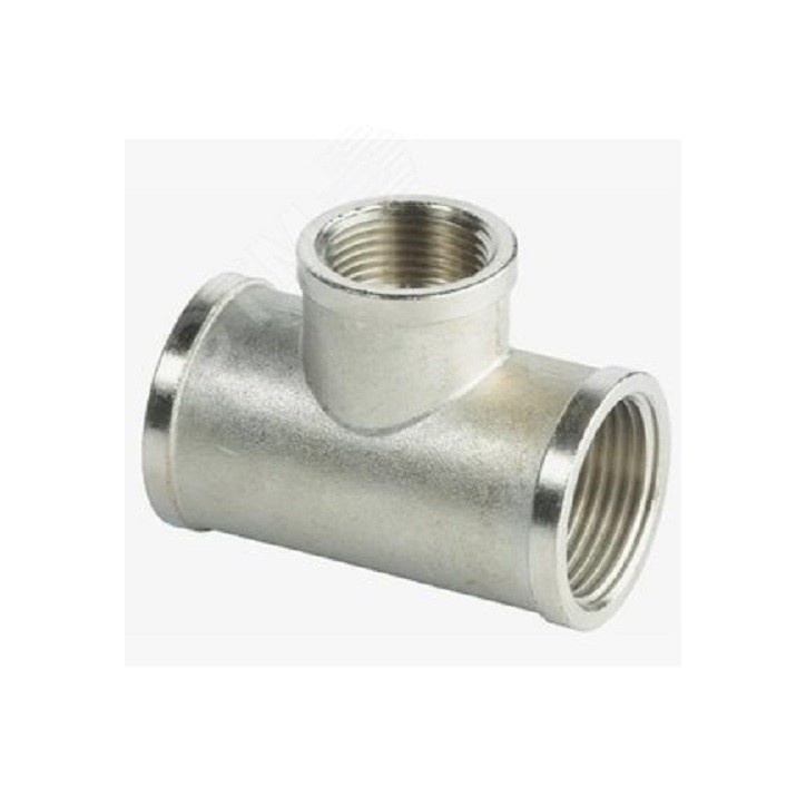 Тройник ВВВ 1'х1/2'х1' переходной, никелированный Тройник ВВВ 1'х1/2'х1' переходной, никелированный