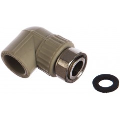 Угольник 25x3/4' с накидной гайкой, полипропиленовый, белый