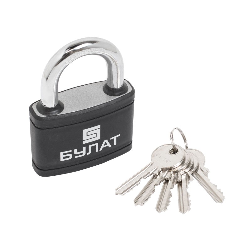 Замок навесной БУЛАТ ВС 366 ПЛ чугунный в пластике 5кл. d-10,5мм