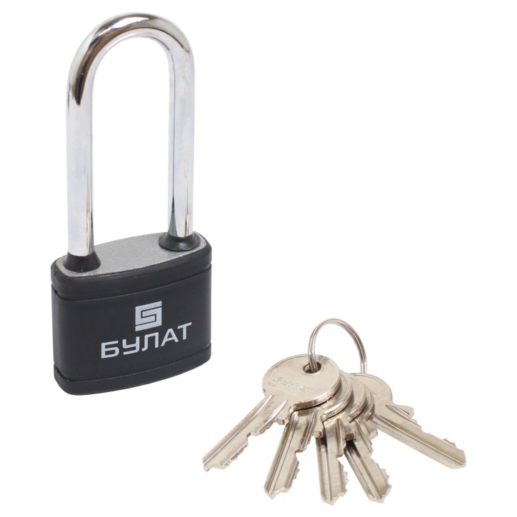 Замок навесной БУЛАТ ВС 364-01 ПЛ чугунный в пластике 5кл. d-6,3мм