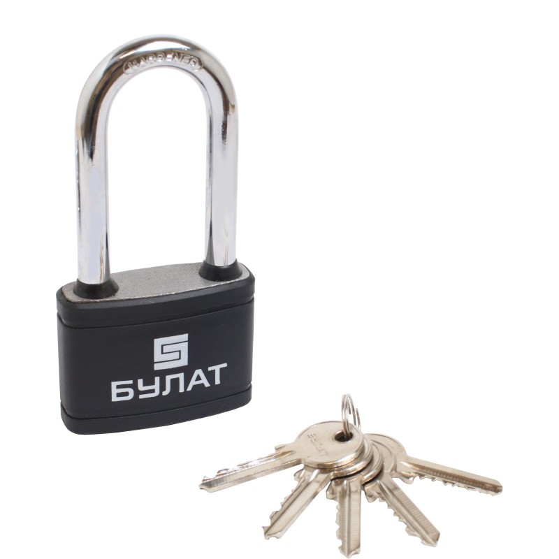 Замок навесной БУЛАТ ВС 366-01 ПЛ чугунный в пластике 5кл. d-10,5мм