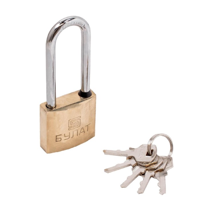Замок навесной БУЛАТ ВС 1140-01 латунный 5кл. d-6,5мм