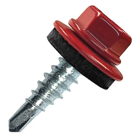 Саморез кровельный 4.8х70 RAL3003 сверло №1 шайба d-14мм с EPDM прокладкой