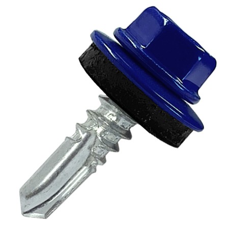 Саморез кровельный 5.5х19 по металлу RAL5002 сверло №3 шайба d-14мм с EPDM прокладкой