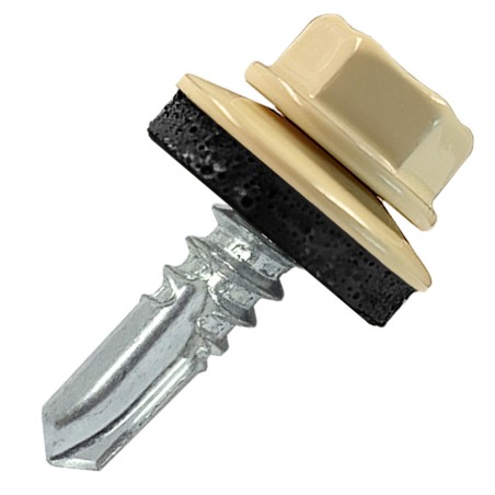 Саморез кровельный 5.5х19 по металлу RAL1015 сверло №3 шайба d-14мм с EPDM прокладкой