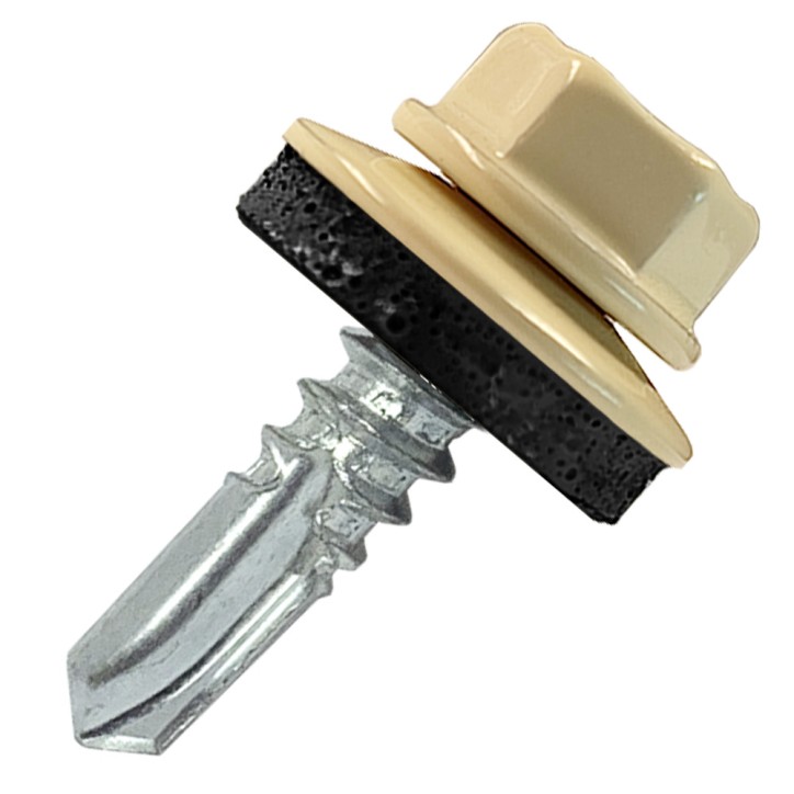 Саморез кровельный 5.5х19 по металлу RAL1015 сверло №3 шайба d-14мм с EPDM прокладкой Саморез кровельный 5.5х19 по металлу RAL1015 сверло №3 шайба d-14мм с EPDM прокладкой