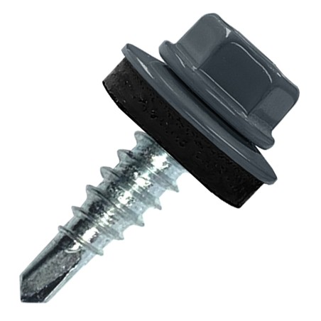 Саморез кровельный 4.8х29 RAL7016 сверло №1 шайба d-14мм с EPDM прокладкой