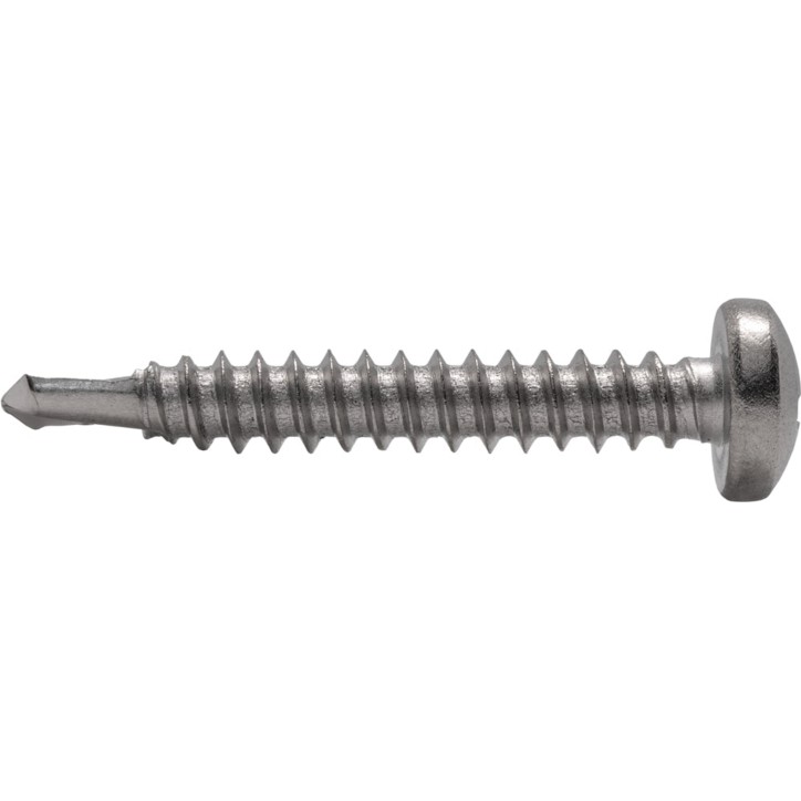 Саморез с полукруглой головкой с буром DIN 7504М 4,2x25 A2 Саморез с полукруглой головкой с буром DIN 7504М 4,2x25 A2