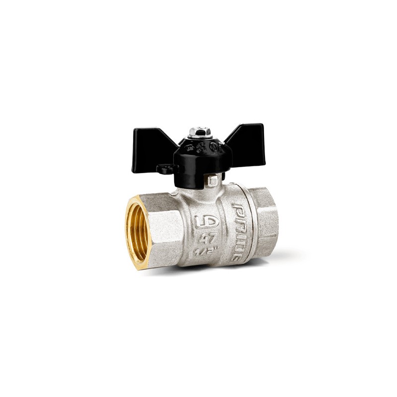 Кран шаровый латунный никелированный 11б27п1 Ду20 Ру40 (3/4') ВР/ВР бабочка