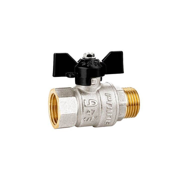 Кран шаровый латунный никелированный 11б27п1 Ду25 Ру40 (1') ВР/НР бабочка