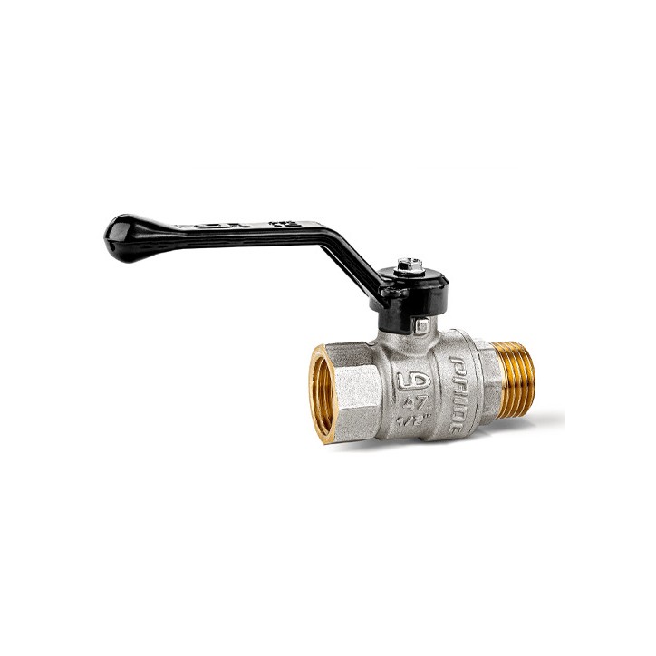 Кран шаровый латунный никелированный 11б27п1 Ду15 Ру40 (1/2') ВР/НР рычаг