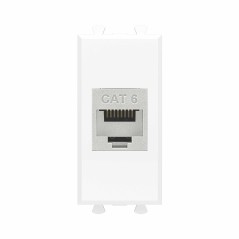 Avanti Компьютерная розетка RJ-45 без шторки модульная кат.6е экранированная Белое облако 1 модуль