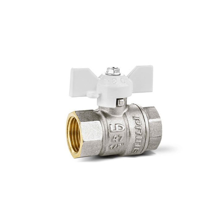 Кран шаровой 11б27п1 Ду20 Ру40 (3/4') ВВ белая ручка бабочка Кран шаровой 11б27п1 Ду20 Ру40 (3/4') ВВ белая ручка бабочка