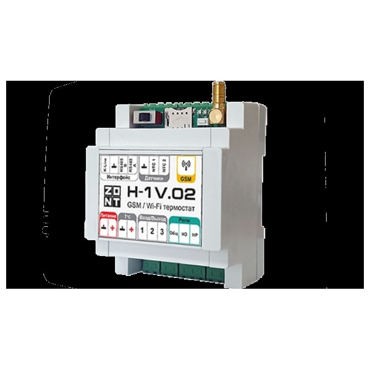 Контроллер ZONT H-1V.02 отопительный GSM / Wi-Fi на стену и DIN-рейку
