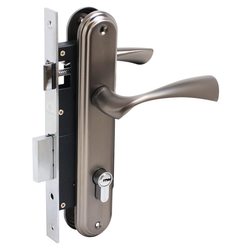 Замок врезной БУЛАТ ЗВ4-1.03.03 НОМОС графит 5 перф.кл. с/руч