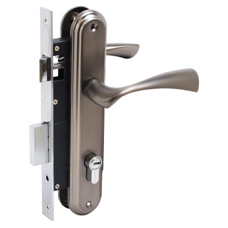 Замок врезной БУЛАТ ЗВ4-1.03.03 НОМОС графит 5 перф.кл. с/руч