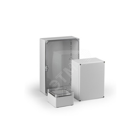 Cubo O 400 x 400 x 132 мм, глухая стенка, серая крышка, ABS, IP 66/67