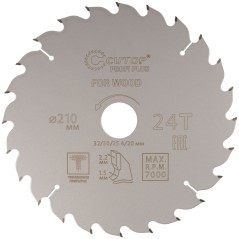 Диск пильный по дереву с тефлоновым покрытием 24Т, Profi plus, 210x1,5/2,2x32/30/25,4/20 мм