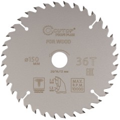 Диск пильный по дереву с тефлоновым покрытием 36Т, Profi plus, 150x1,3/2,0x20/16/12 мм
