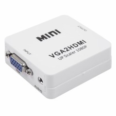 Конвертер VGA + Стерео 3,5 мм на HDMI, пластик, белый,,