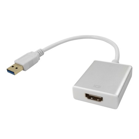 Конвертер-переходник USB 3.0 AM на HDMI 19F v1.4, белый, GCR-U32HD2