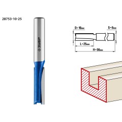 Фреза пазовая прямая 10x25мм, хвостовик 8мм