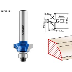 Фреза кромочная калевочная №1 19x7мм, радиус 3,2мм