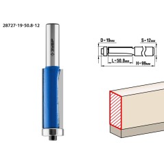 Фреза кромочная с нижним подшипником 19x50.8мм, хвостовик 12мм