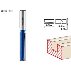 Фреза пазовая прямая с нижними подрезателями 12x51мм, хвостовик 12мм