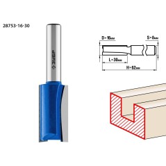 Фреза пазовая прямая 16x30мм, хвостовик 8мм