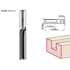 Фреза пазовая прямая 14x51мм, хвостовик 12мм