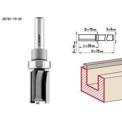Фреза пазовая прямая с верхним подшипником 19x26мм, хвостовик 8мм