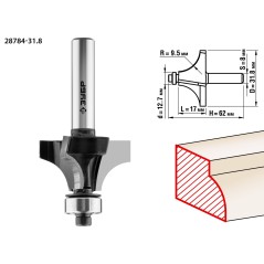 Фреза кромочная калевочная №1 31,8x17мм, радиус 9.5мм