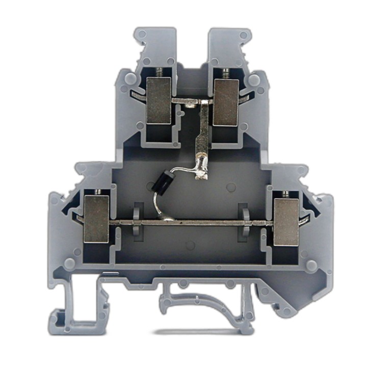 Клемма со встроенным диодом, винтовой зажим, 4 точки подключения, 4 кв.мм, серая