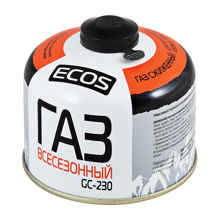 Газ всесезонный т.м. ECOS в баллоне, GC-230 (резьбовой EPI-GAS, 230 г, Корея)