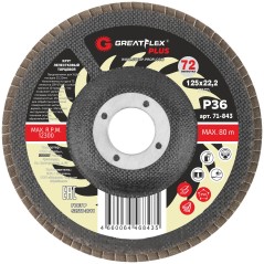 Круг лепестковый торцевой GreatFlex Plus (72 лепестка): 125x22,2 мм, P80