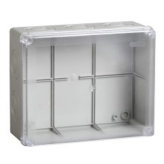 Коробка КМ41275 распаячная для открытой проводки 240х195х90мм IP44 (RAL7035 прозрачный красный кабел