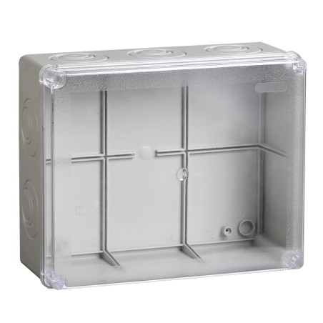 Коробка КМ41275 распаячная для открытой проводки 240х195х90мм IP44 (RAL7035 прозрачный красный кабел